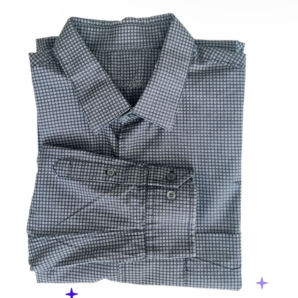 Tasso Elba Black and White  Button Down Long Sleeve Shirt Size XL